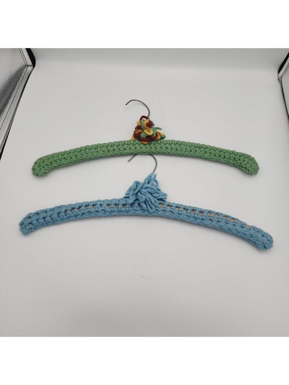 Vintage Retro Crochet Yarn Solid Wooden Coat Hangers Set Of 2